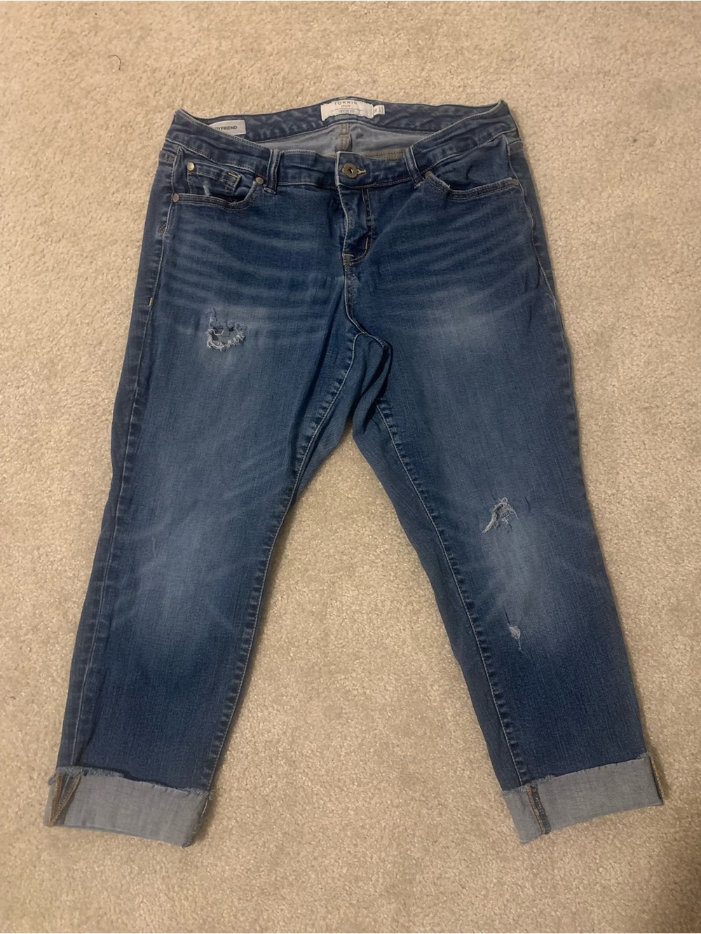 torrid Dark Blue Cropped Distressed Jeans